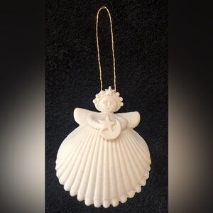1993 Margaret Furlong Shell Angel Star Moon 2.5” Porcelain Ornament NO BOX